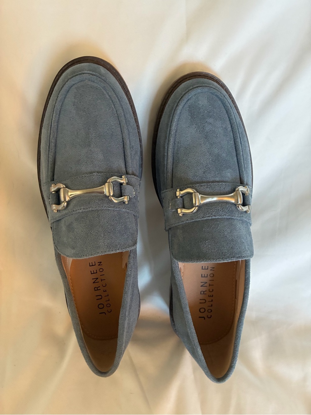 Journee Collection Women’s Slate Blue Suede Bit Loafers size 9